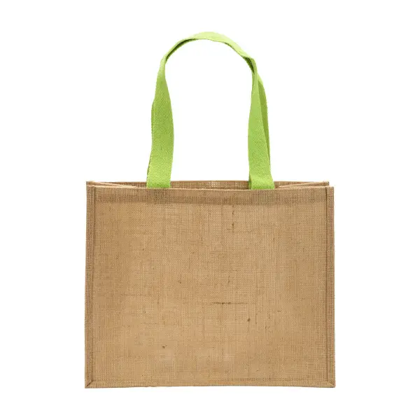 Borsa in juta manici lunghi colorati e soffietto - Immagine 3