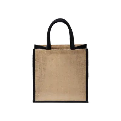 Mini borsa in juta con manici e inserti colorati - Immagine 12