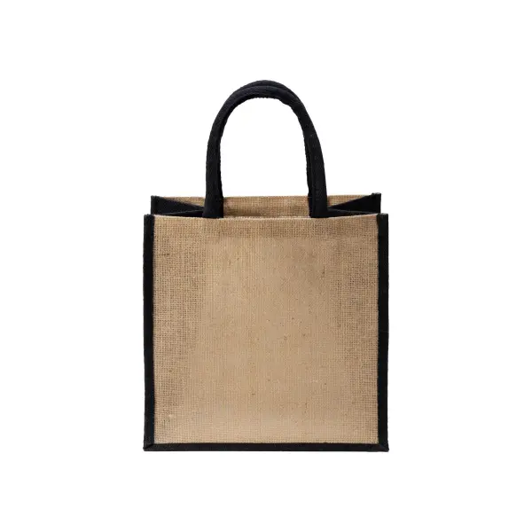 Mini borsa in juta con manici e inserti colorati - Immagine 12