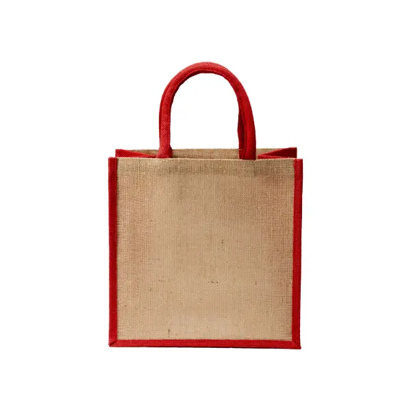 Mini borsa in juta con manici e inserti colorati - Immagine 10