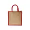 Mini borsa in juta con manici e inserti colorati - Anteprima 10