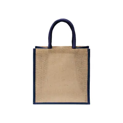 Mini borsa in juta con manici e inserti colorati - Immagine 8
