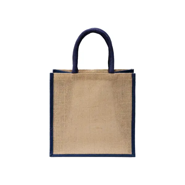 Mini borsa in juta con manici e inserti colorati - Immagine 8