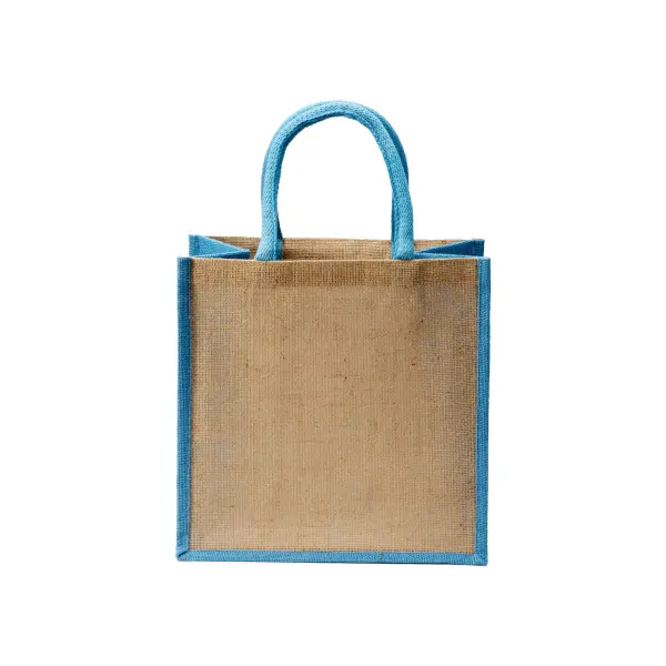 Mini borsa in juta con manici e inserti colorati - Immagine 6