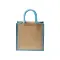 Mini borsa in juta con manici e inserti colorati - Anteprima 6