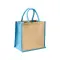 Mini borsa in juta con manici e inserti colorati - Anteprima 5