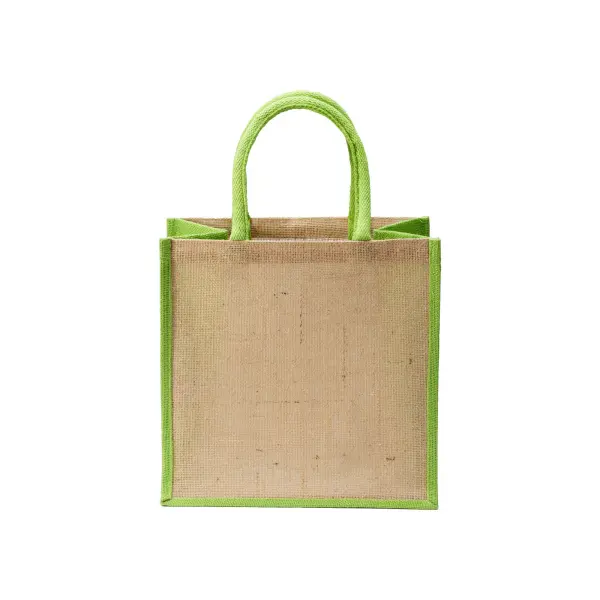 Mini borsa in juta con manici e inserti colorati - Immagine 3