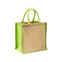 Mini borsa in juta con manici e inserti colorati