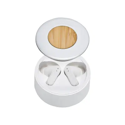 Auricolari con inserto in bambù e ABS riciclato