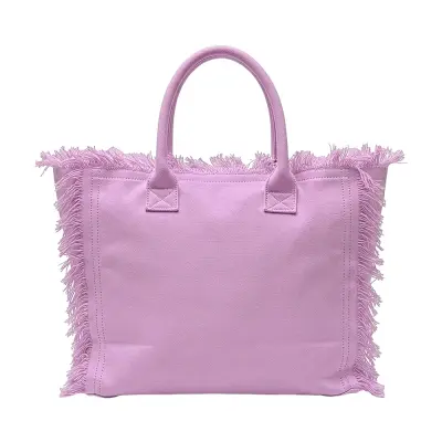 Borsa in cotone con chiusura a zip e tasca interna - Immagine 9