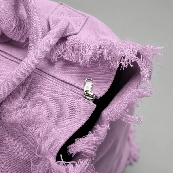 Borsa in cotone con chiusura a zip e tasca interna - Immagine 10