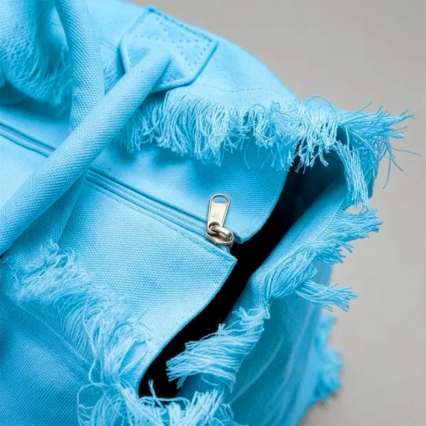 Borsa in cotone con chiusura a zip e tasca interna - Immagine 7