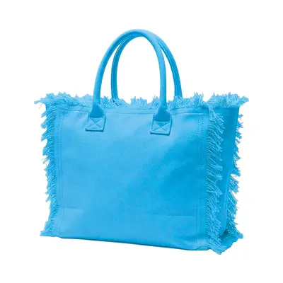 Borsa in cotone con chiusura a zip e tasca interna - Immagine 5