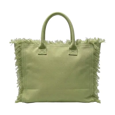 Borsa in cotone con chiusura a zip e tasca interna - Immagine 2