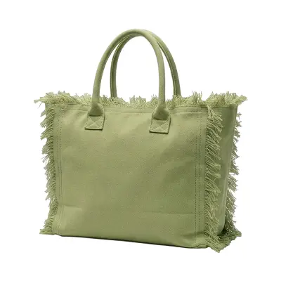 Borsa in cotone con chiusura a zip e tasca interna - Immagine 1