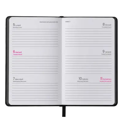 Agenda settimanale tascabile RIGIDA in termo PU e bordo colorato - Immagine 6