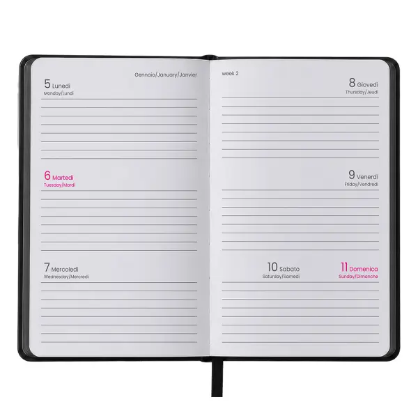Agenda settimanale tascabile RIGIDA in termo PU e bordo colorato - Immagine 6