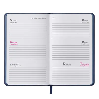 Agenda settimanale tascabile RIGIDA in termo PU e bordo colorato - Immagine 3