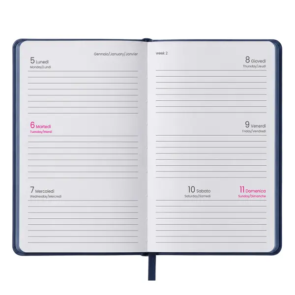 Agenda settimanale tascabile RIGIDA in termo PU e bordo colorato - Immagine 3