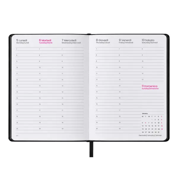 Agenda settimanale copertina rigida in termo PU con bordo colorato - Immagine 6