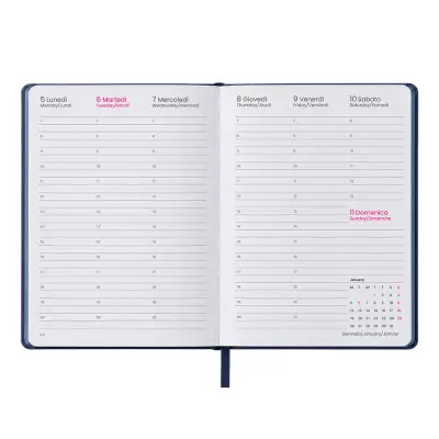 Agenda settimanale copertina rigida in termo PU con bordo colorato - Immagine 3