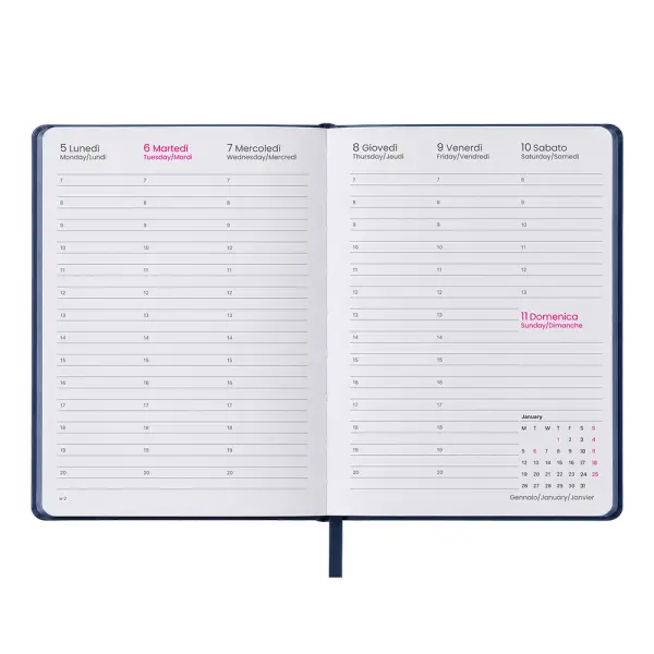 Agenda settimanale copertina rigida in termo PU con bordo colorato - Immagine 3