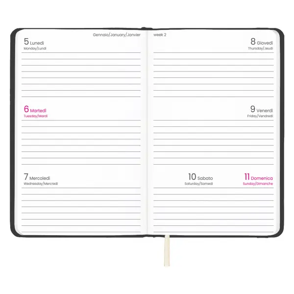 Agenda tascabile settimanale con copertina rigida in PU - Immagine 17