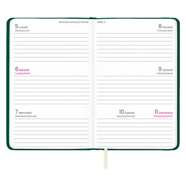 Agenda tascabile settimanale con copertina rigida in PU - Immagine 11