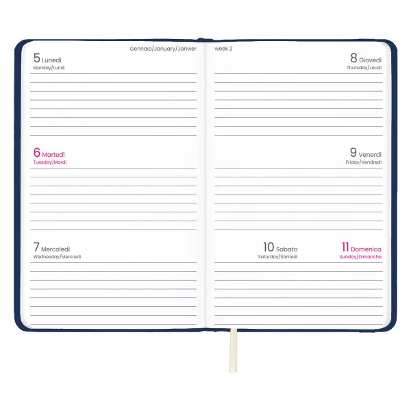 Agenda tascabile settimanale con copertina rigida in PU - Immagine 8