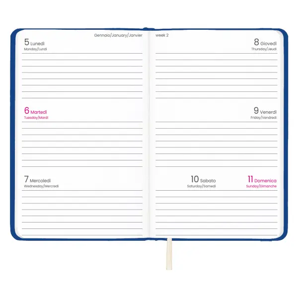 Agenda tascabile settimanale con copertina rigida in PU - Immagine 2