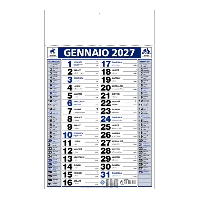 Calendario da muro mensile bicolore su carta patinata