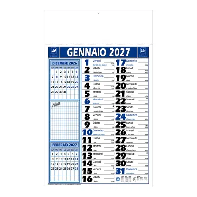 Calendario da muro mensile bicolore in carta patinata