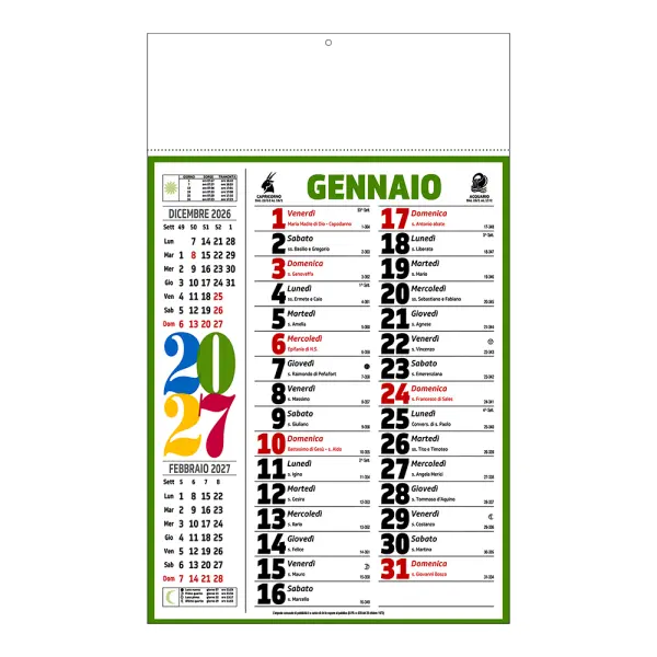 Calendario da muro mensile 12 fogli su carta patinata - Immagine 1