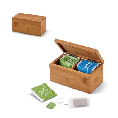 Scatola da tè in bambù BURDOCK, 2 scomparti con chiusura magnetica