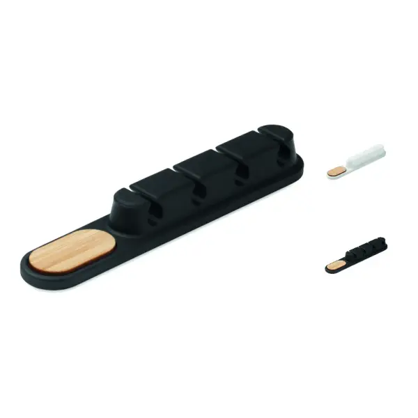 Organizzatore cavi ORDER in silicone e bambù personalizzato - Immagine 1