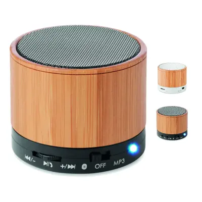 Speaker bluetooth in bamboo - 3W - ROUND BAMBOO
