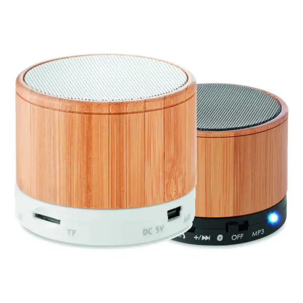 Speaker bluetooth in bamboo - 3W - ROUND BAMBOO - Immagine 1