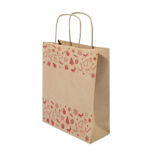Busta regalo natalizia JULEGAVE L in kraft con stampa del tuo logo - Immagine 2