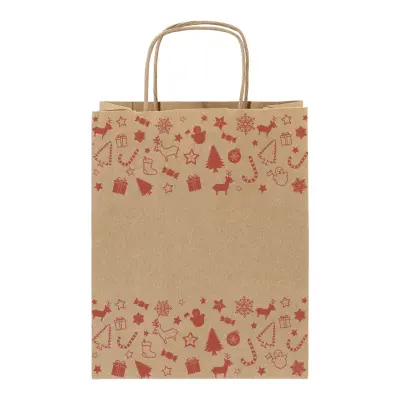 Busta regalo natalizia JULEGAVE L in kraft con stampa del tuo logo - Immagine 3