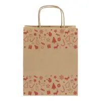 Busta regalo natalizia JULEGAVE L in kraft con stampa del tuo logo