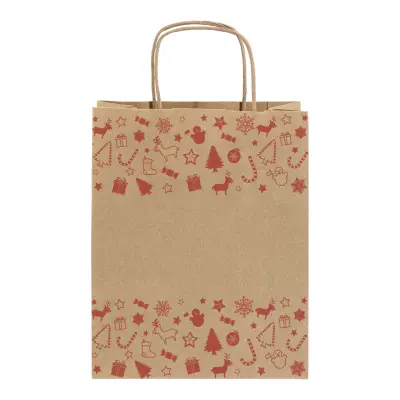 Busta regalo natalizia JULEGAVE L in kraft con stampa del tuo logo - Immagine 1