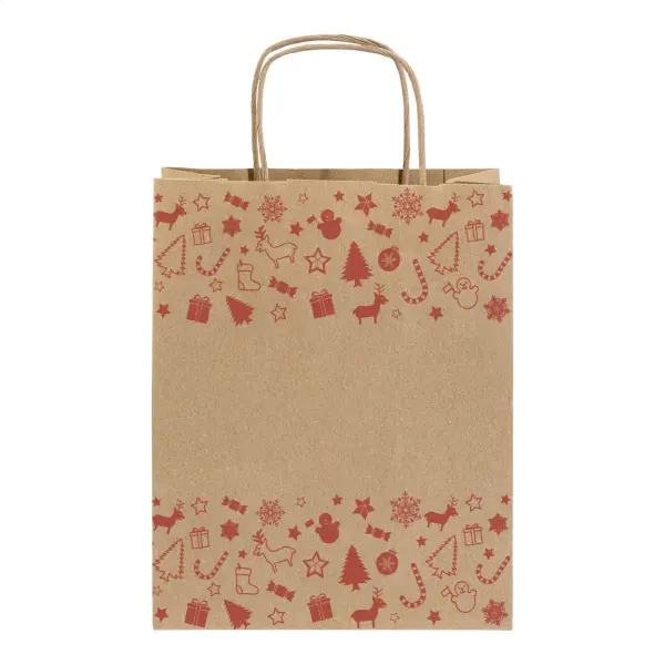 Busta regalo natalizia JULEGAVE L in kraft con stampa del tuo logo - Immagine 1