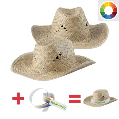 Cappello Duneo in paglia da cowboy con nastro personalizzato