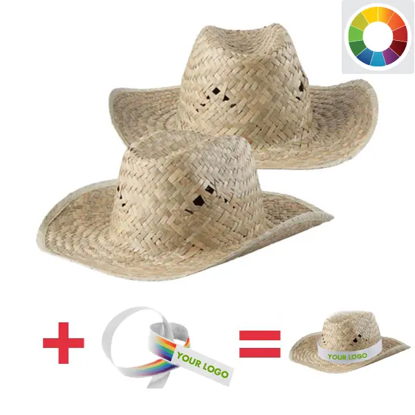 Cappello Duneo in paglia da cowboy con nastro personalizzato - Immagine 1