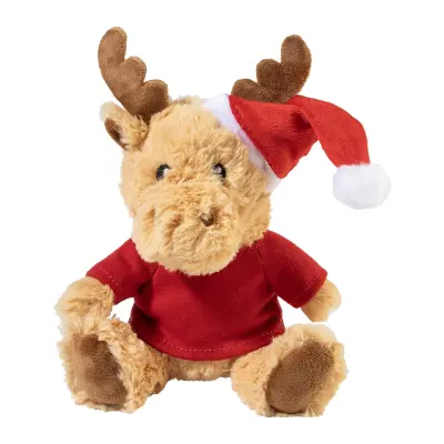 Peluche in RPET RENNA con stampa e cappello di Babbo - Immagine 1