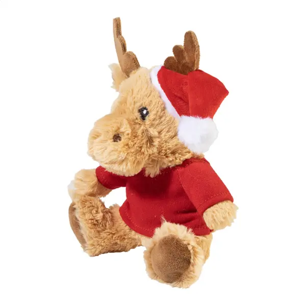 Peluche in RPET RENNA con stampa e cappello di Babbo - Immagine 2