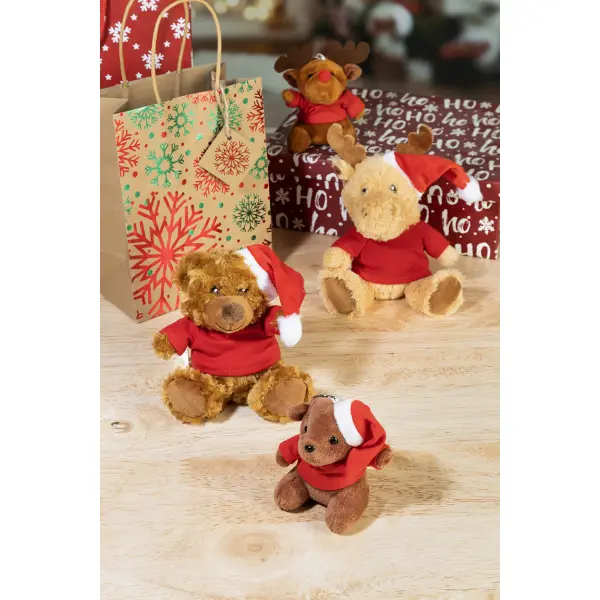 Peluche in RPET RENNA con stampa e cappello di Babbo - Immagine 4