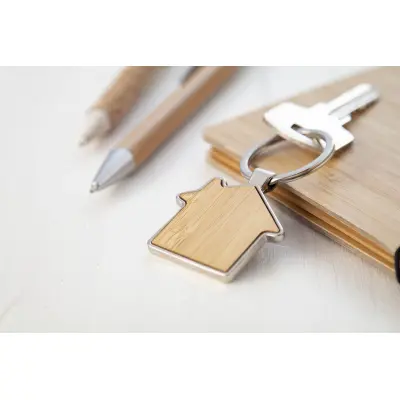 Portachiavi Metallo E Bamboo Personalizzabile Horby - Immagine 3