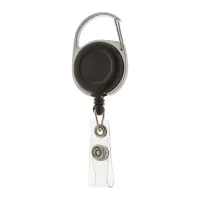 Porta pass Hooky in metallo nero promozionale, estendibile 50 cm