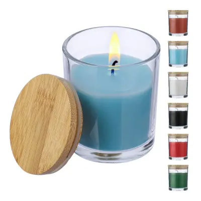 Candela Riven vetro coperchio bambù personalizzabile